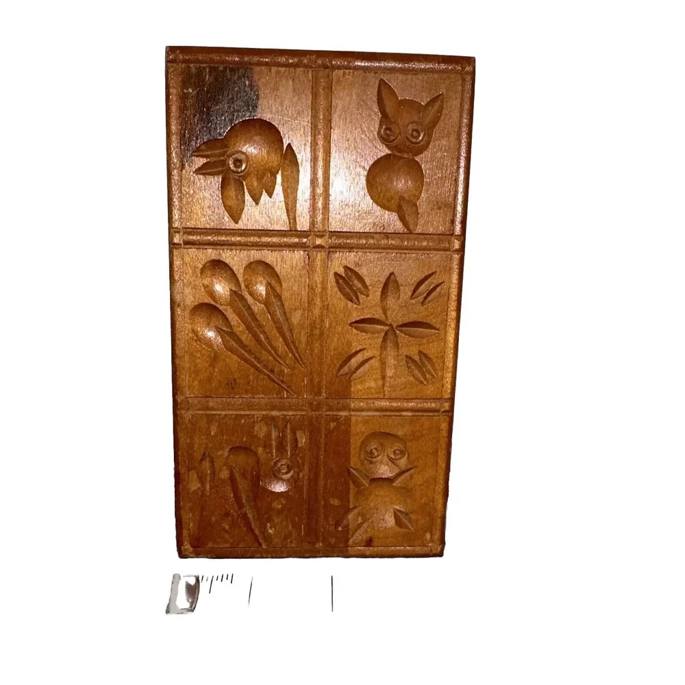 Vintage Hand Carved Wooden Butter Mold Wall Decor 6